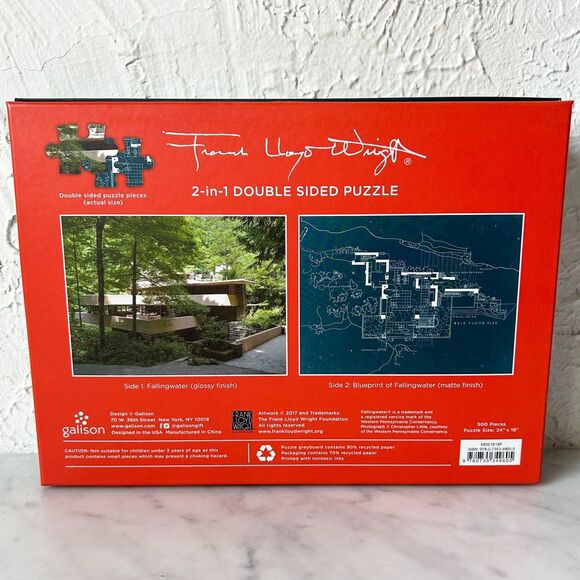 Frank Lloyd Wright Fallingwater Double Sided 500 Piece Puzzle - Complete - Picture 7 of 9
